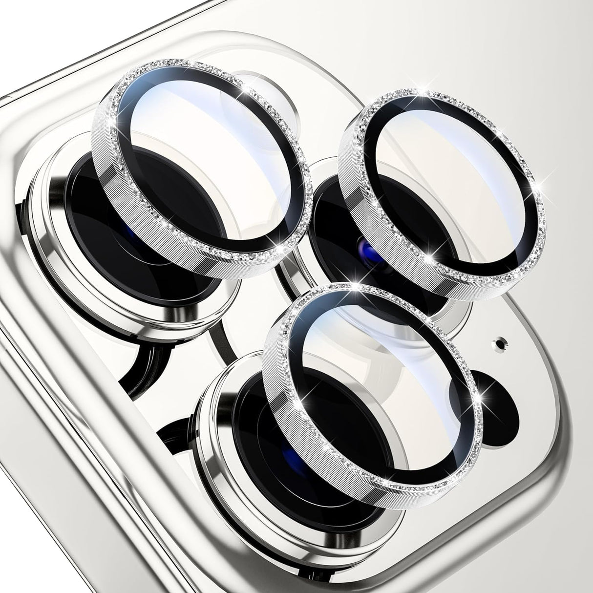 واقي عدسة كاميرا AWH لهاتف iPhone 15 Pro/iPhone 15 Pro Max، واقي شاشة كاميرا من الزجاج المقوى 9H مقاوم للكسر مع حلقة معدنية وإكسسوارات فيلم (لامع، 15 Pro)