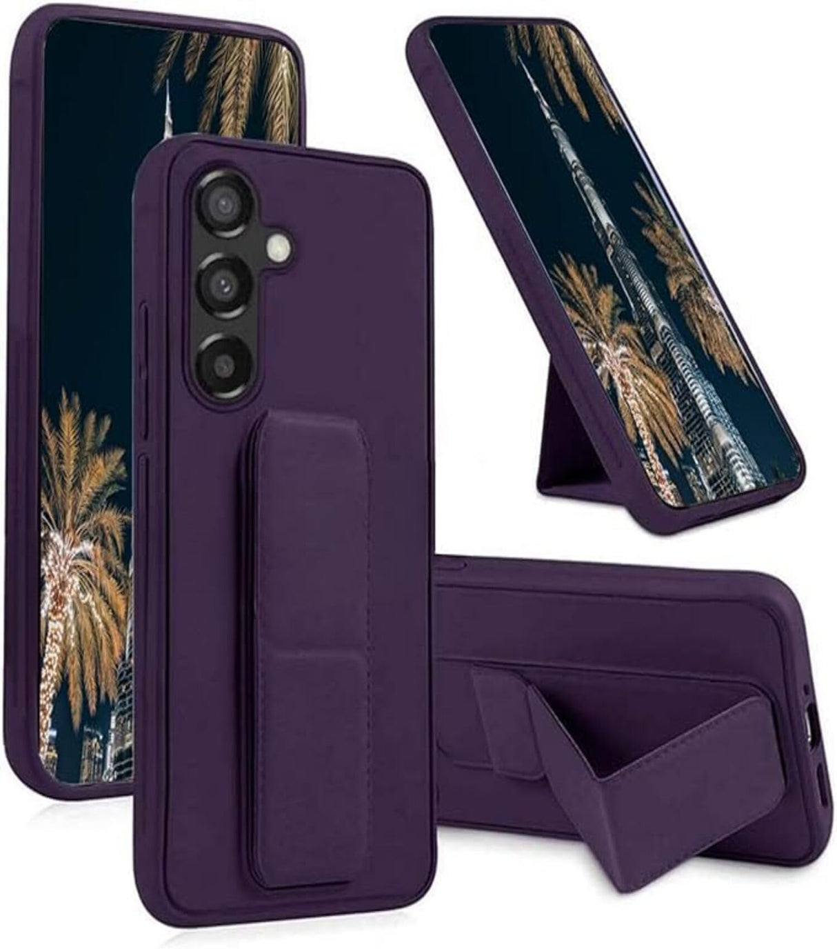 TR-PLANET Case for Samsung Galaxy S25 Plus Cover, Multi Stand Case with Magnet Holder, Premium Silicone Vertical/Horizontal Grip Case, Protective Case Cover for Samsung Galaxy S25 Plus, Purple