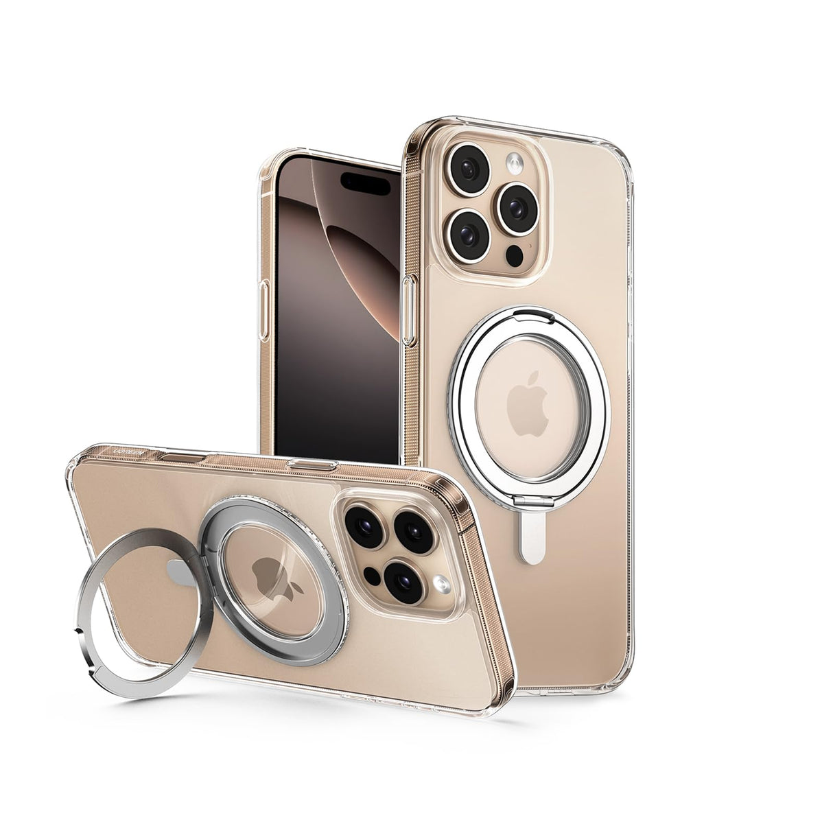 جراب UGREEN لهاتف iPhone 16 Pro Max MagSafe (MagU)، حامل حلقي مغناطيسي مبتكر 360 درجة، حماية من الدرجة العسكرية، مضاد للخدش، غطاء شفاف واقي للكاميرا، نحيف للغاية لملحقات iPhone 16 Pro Max 6.9 بوصة