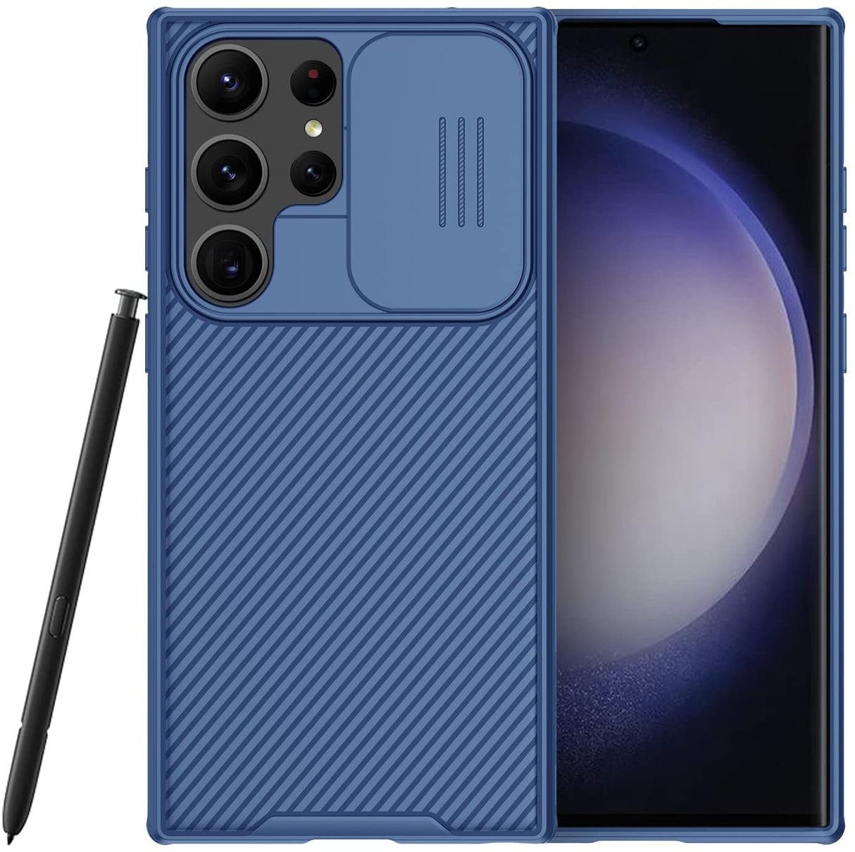 جراب AWH Nillkin Galaxy S23 Ultra مع غطاء للكاميرا، جراب CamShield Pro لهاتف Samsung S23 Ultra، جراب رفيع مقاوم للصدمات لهاتف Samsung Galaxy S23 Ultra 5G 2023 (أزرق)