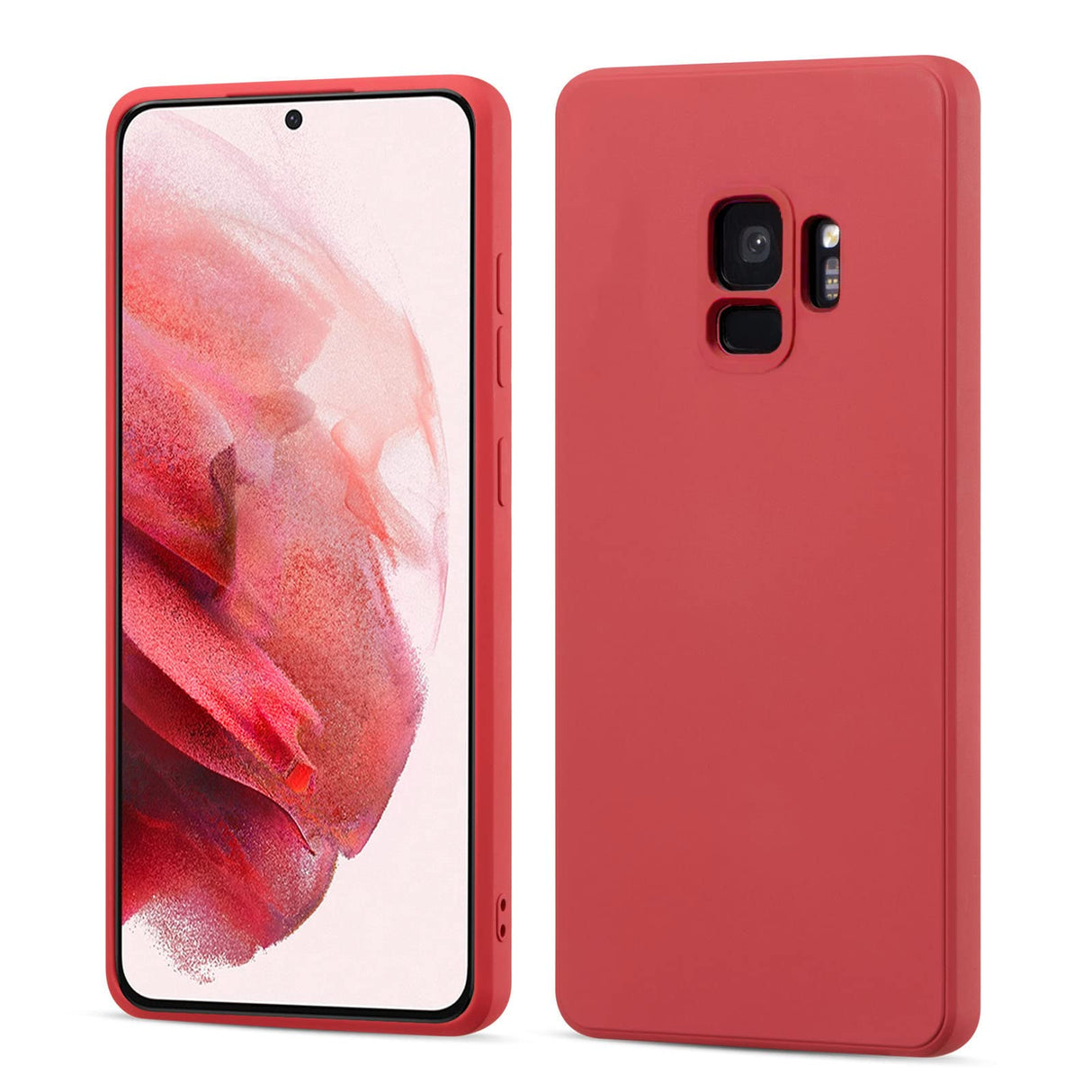 UEEBAI Silicone Case with Samsung Galaxy S9, Shockproof Extreme Matte Soft Touch Comfortable Anti-Scratch Hard Back Case Cover Guardian (Military Level Protection) - Pink Hawthorns