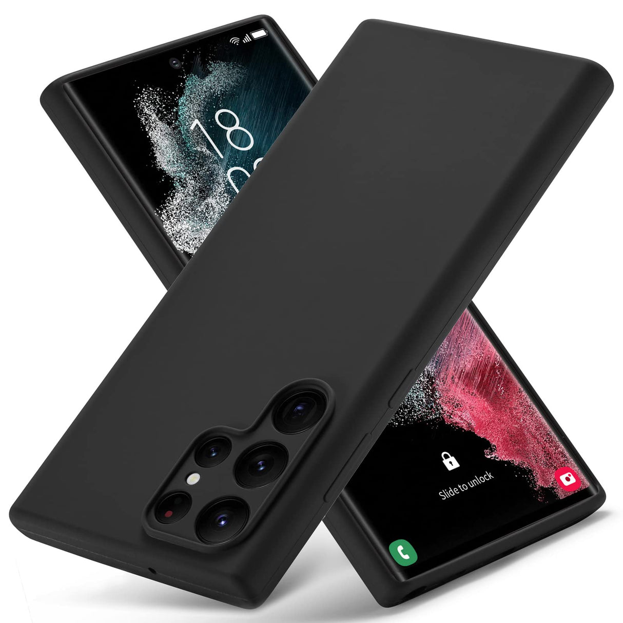 جراب Varikke لهاتف Samsung Galaxy S22 Ultra مصنوع من السيليكون السائل، جراب مطاطي من جل السيليكون الملمس مع بطانة ناعمة من الألياف الدقيقة، غطاء حماية كامل للكاميرا رفيع ولطيف لهاتف Samsung S22 Ultra 5G، أسود