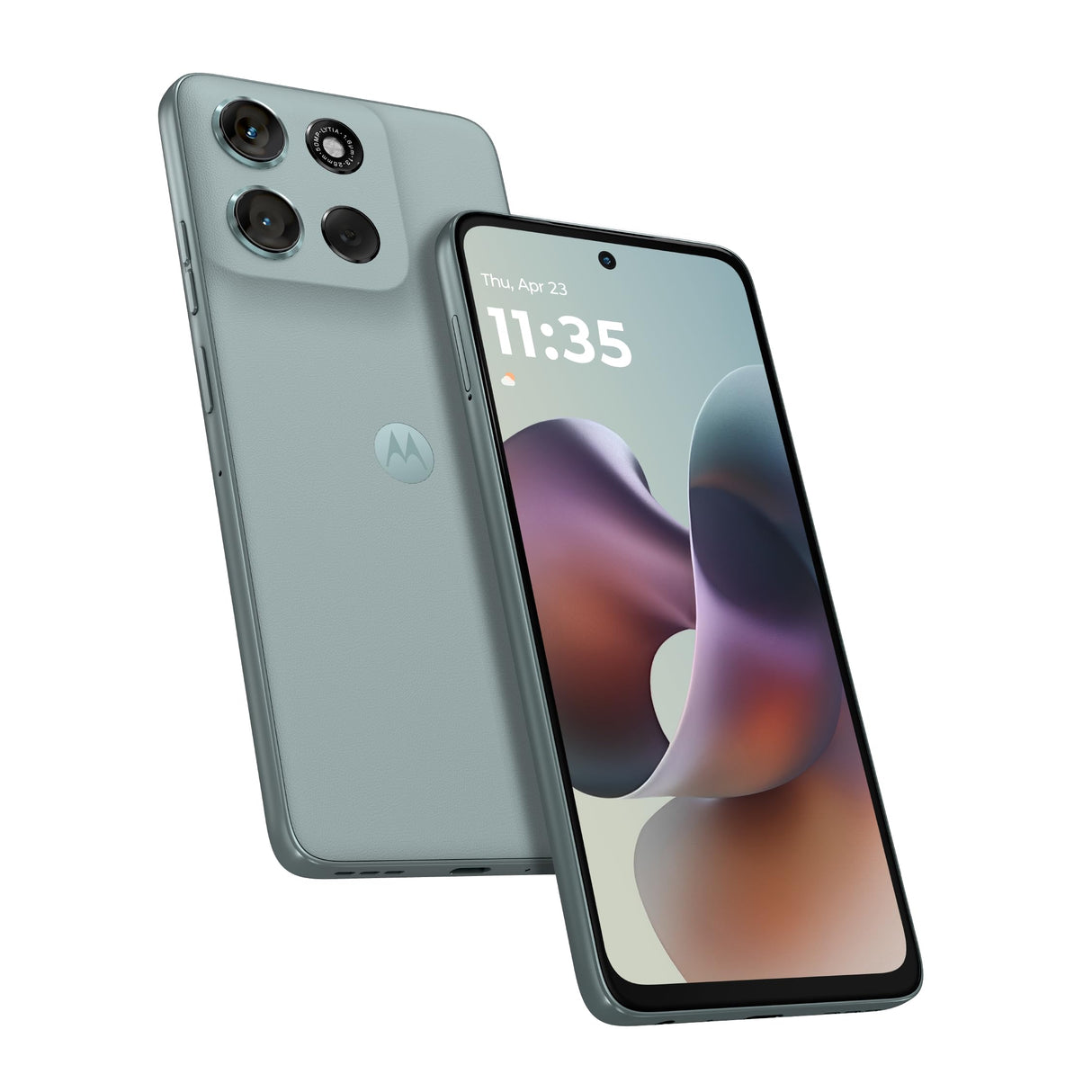 موتورولا موتو جي 56 الجيل الخامس، ذاكرة وصول عشوائي 12 جيجابايت + 12 جيجابايت، ذاكرة داخلية 256 جيجابايت، معالج MTK Dimensity 7060، شاشة 6.7 بوصة FHD+ بمعدل تحديث 120 هرتز، نظام تشغيل أندرويد 15، لون رمادي بانتون ميست