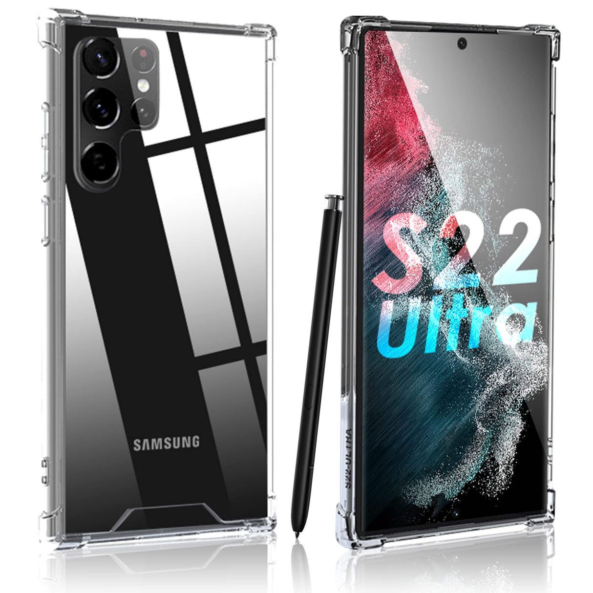 جراب TIGER UP لهاتف Samsung Galaxy S22 Ultra، غطاء حماية شفاف للهاتف المحمول مقاوم للصدمات مع طبقة شفافة رفيعة - 6.8 بوصة