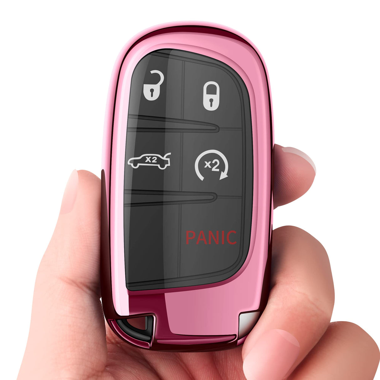 غطاء مفتاح سيارة جيب دودج من Tukellen، غطاء حماية كامل ناعم فاخر، متوافق مع جيب جراند شيروكي رانجلر كومباس شيروكي رينيجيد باتريوت جراند كوماندر (وردي)