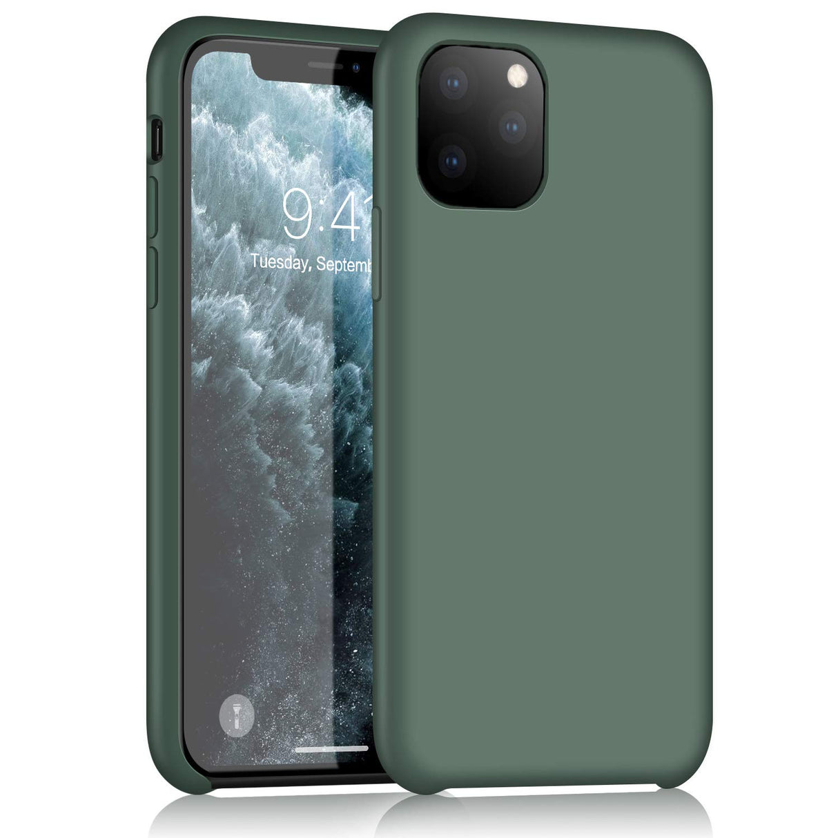 XSHNUO iPhone 11 Pro Silicone Case, XSHNUO Liquid Silicone Gel Rubber Ultra Thin Case with Soft Microfiber Cloth Lining Cushion for iPhone 11 Pro (2019) 5.8 inch (Pine Green)