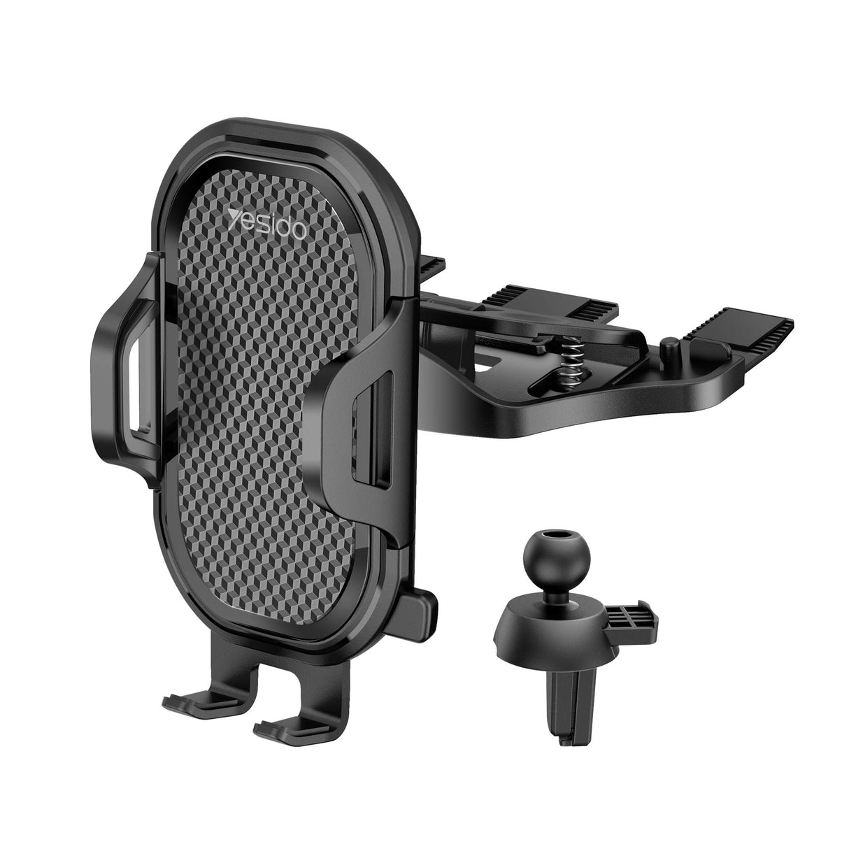 حامل هاتف محمول عالمي للسيارة بفتحة تهوية الهواء من YESIDO متوافق مع iPhone 12/11Pro/Xs MAX/XR/8، Galaxy S20/S10+/S9، مشغلات أقراص مضغوطة مثبتة على الهاتف
