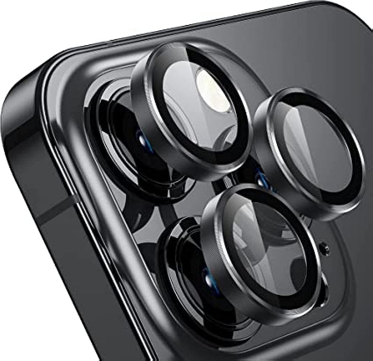 غطاء عدسة كاميرا X-Doria لهاتف iPhone 14 Pro - غطاء Raptic Armour من الزجاج المقوى بحلقة معدنية فردية - غطاء عدسة كاميرا مقاوم للخدش لهاتف iPhone 14 Pro/14 Pro Max Apple - شفاف