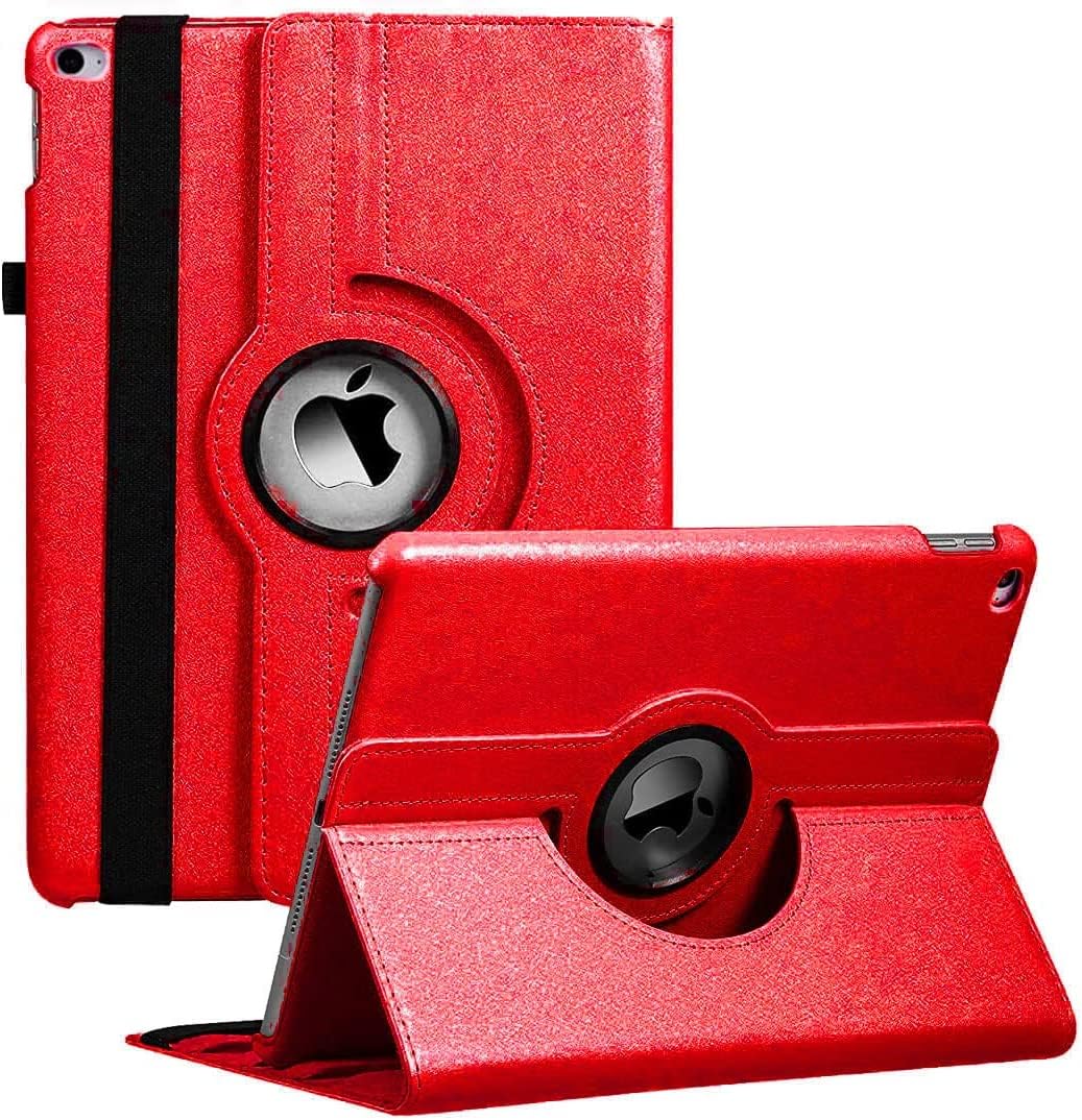 جراب دوار AWH لجهاز iPad 9.7 بوصة 2018 2017 / iPad Air 2 - جراب ذكي يدور 360 درجة مع خاصية السكون والاستيقاظ التلقائي لجهاز Apple iPad 9.7 بوصة (الجيل السادس والجيل الخامس) / iPad Air - أحمر