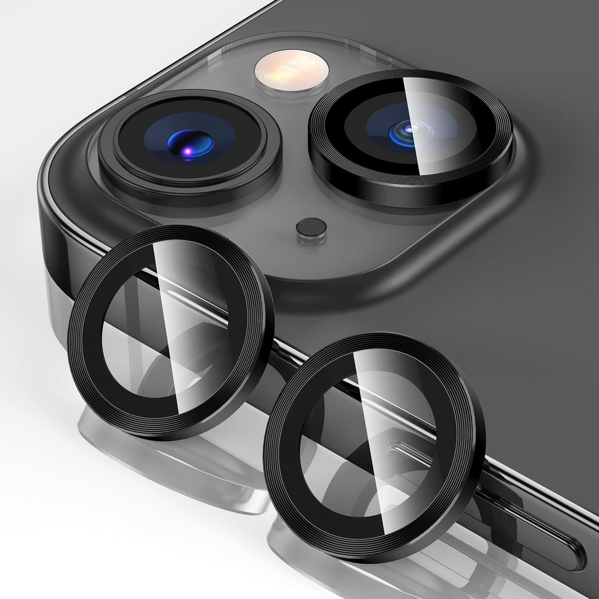 Tensea for iPhone 15 / iPhone 15 Plus Camera Lens Protector, 9H Tempered Glass Camera Cover Screen Protector, HD Clear, Metal Individual Ring for iPhone 15 6.1 inch/iPhone 15 Plus 6.7 inch 2023