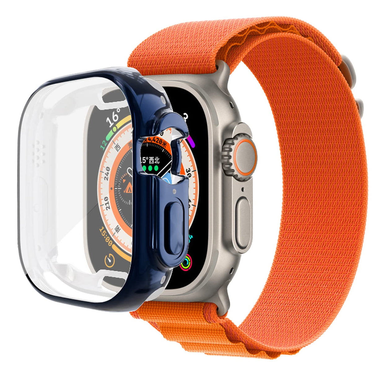 Yrzper Compatible with Apple Watch Ultra 49mm Screen Protector Case Soft Soft Plated TPU All Around Scratch-Proof Screen Protector Cover Shockproof case for Apple Watch Ultra 49mm (Blue)