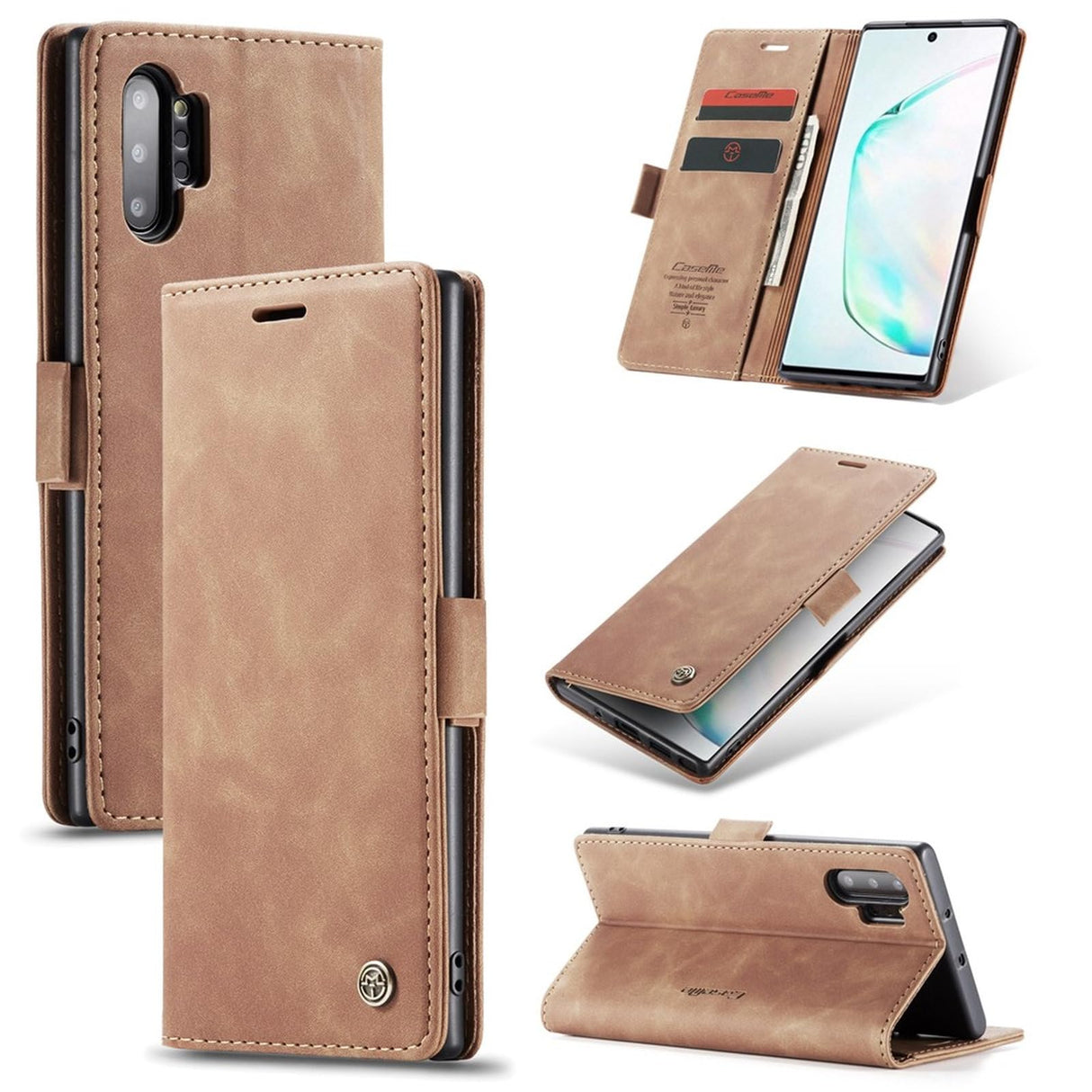 UniqCase محفظة جلدية قابلة للطي تمتص تلقائيًا لهاتف Samsung Galaxy Note 10 Plus/10 Plus 5G - بني