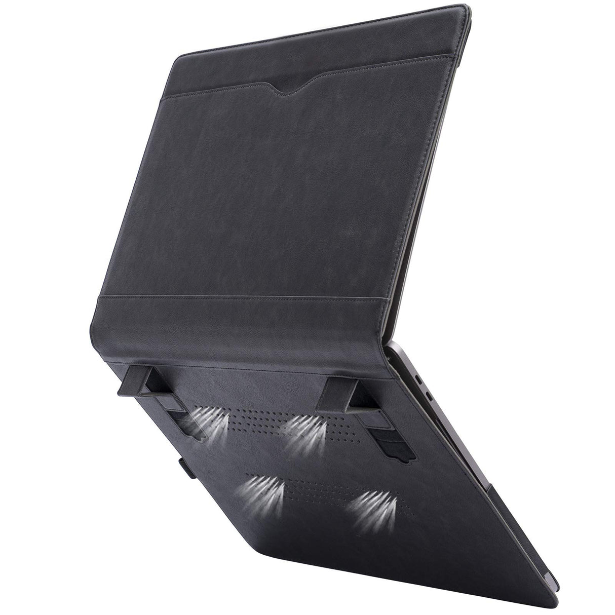 جراب TT TYTX الجلدي المتوافق مع جهاز MacBook Pro مقاس 15 بوصة إصدار 2016-2019 (A1990 A1707) جراب كمبيوتر محمول واقٍ مع فتحات تهوية، أسود