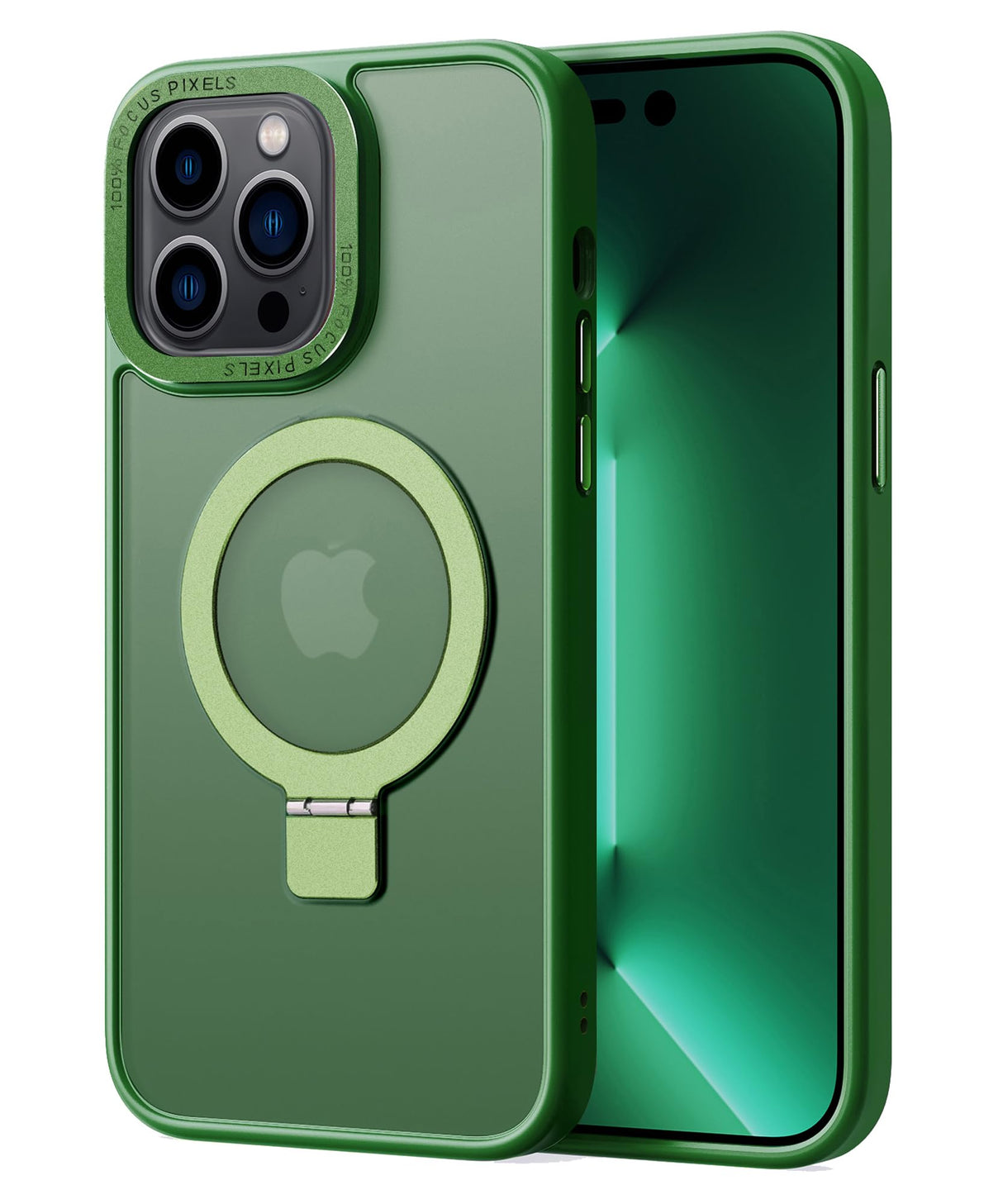 2NSPDRGNI جراب مغناطيسي متوافق مع iPhone 11، غطاء خلفي شفاف غير لامع غير قابل للانزلاق واقٍ من الصدمات مع حامل، أخضر