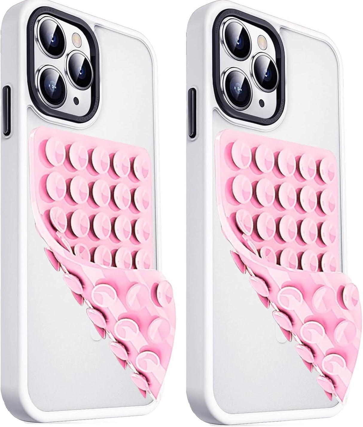 2 Pack Silicone Suction Cup Phone Case - Mount Double Sided, Phone Accessories Hands-Free Strong Grip Holder for Selfies and Videos, Silicon Phone Stand(Light Pink)