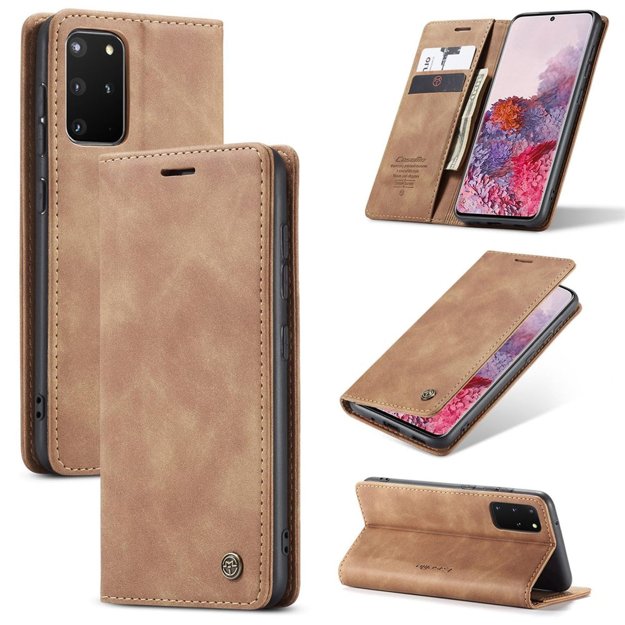 جراب هاتف محمول من الجلد القابل للطي من UniqCase لهاتف Samsung Galaxy A91/S10 Lite - بني