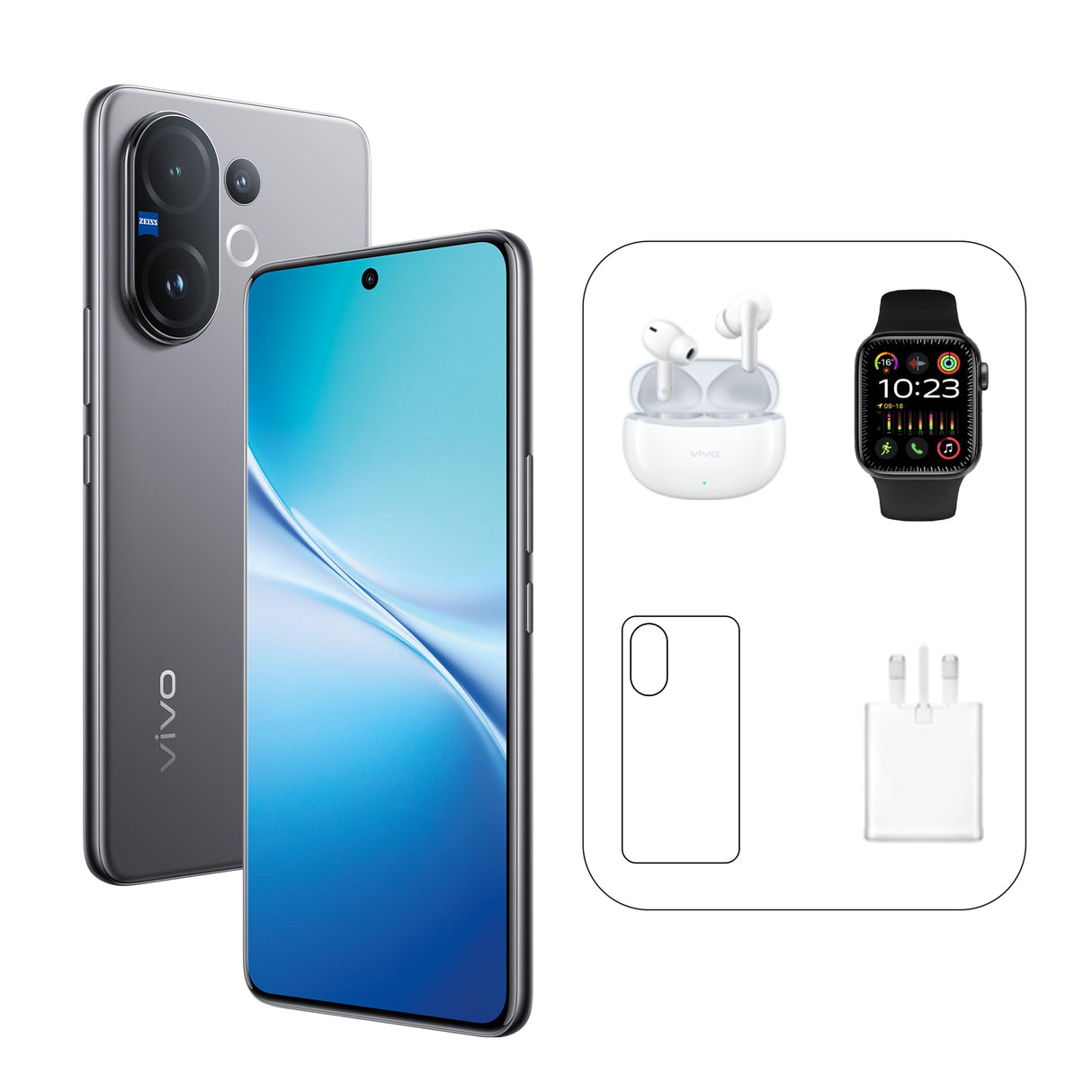 Vivo V60 5G - Mist Grey 12 + 512GB | 50MP ZEISS Camera | 3D curved 120Hz AMOLED Display | 6500mAh | IP69, 4Y Battery | 455 Days Screen Replace,24 Months Warranty - UAE Version