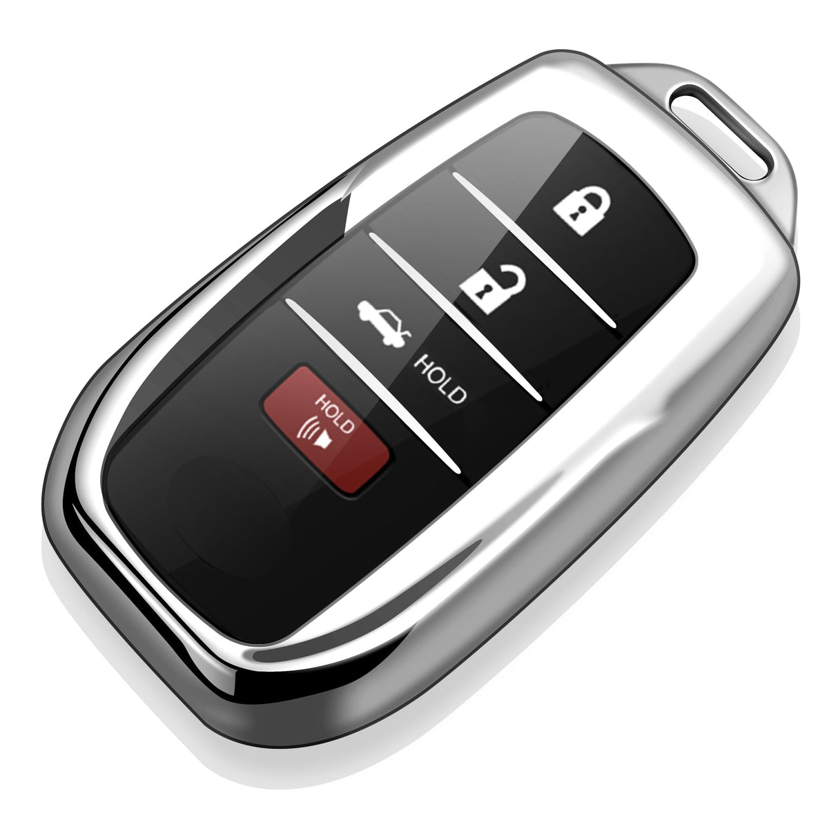 غطاء حماية خاص من مادة TPU الناعمة لمفتاح تويوتا من Tukellen متوافق مع موديلات 2019-2022 Land Cruiser و2021-2022 Venza وRAV4 Prime وHilux وFortuner و2022 Tundra وCorolla Cross - فضي