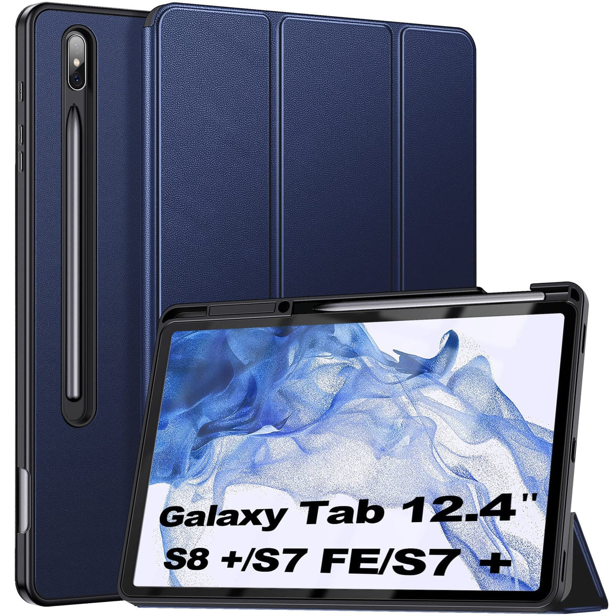 AWH Case for Samsung Galaxy Tab S8 / S7 with S Pen Holder, Ultra Slim Smart Cover with Auto Sleep/Wake for Galaxy tab S8 / S7 Tablet 2022, (Blue)
