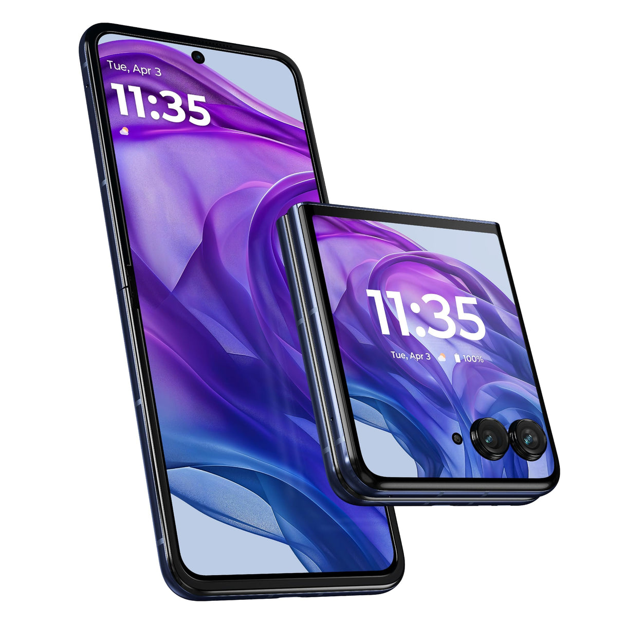 موتورولا رازر 50 ألترا 5G، 12 جيجابايت + 12 جيجابايت رام، 512 جيجابايت روم، سنابدراجون 8s الجيل الثالث، شاشة 6.9 بوصة + 4.0 بوصة pOLED، توربو باور 45 واط، أندرويد 14، أزرق ليلي