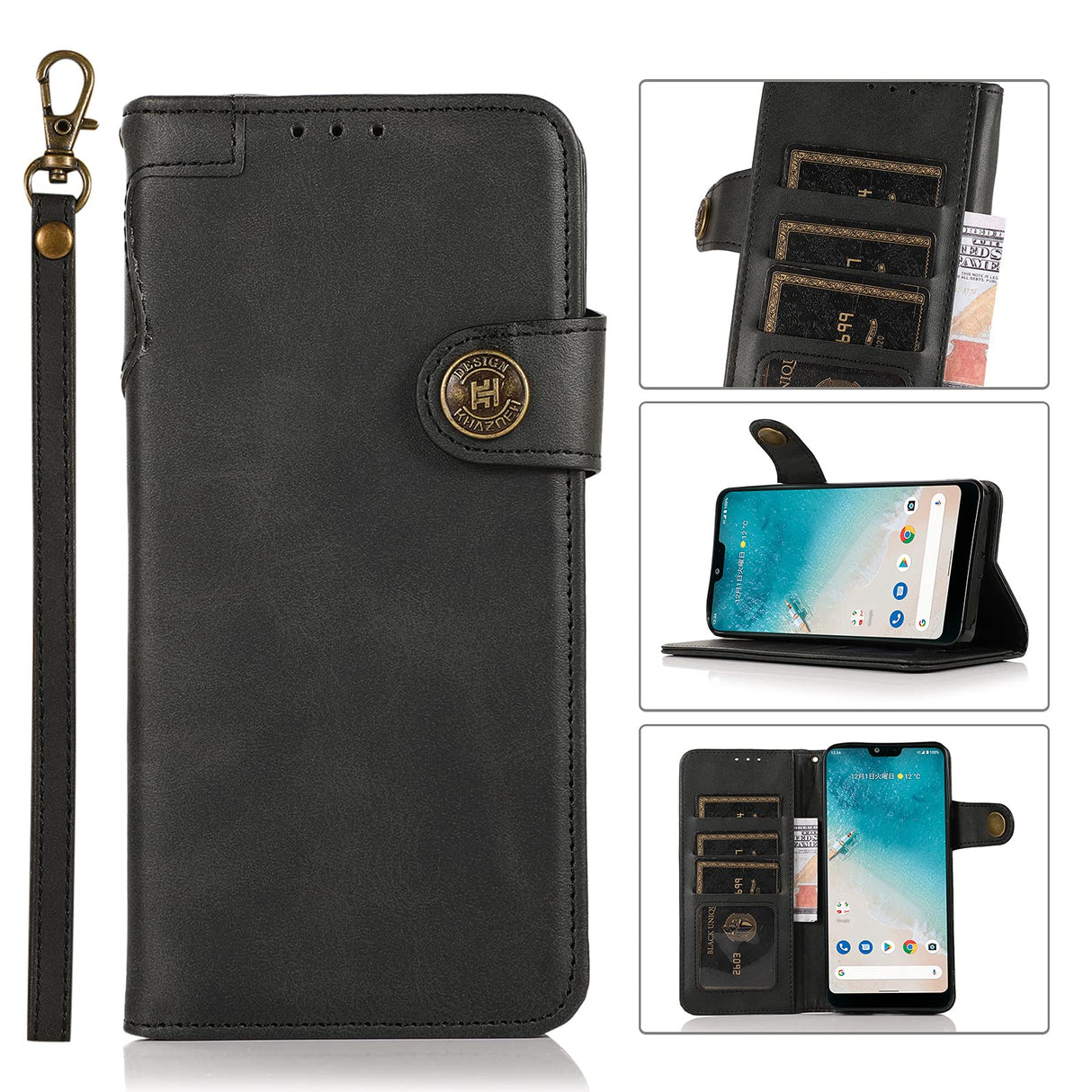 جراب USFY لهاتف Samsung Galaxy S21 / Galaxy S30، جراب محفظة جلدي عتيق بإغلاق مغناطيسي قوي مع حامل قابل للطي وفتحة بطاقة وحماية كاملة - أسود