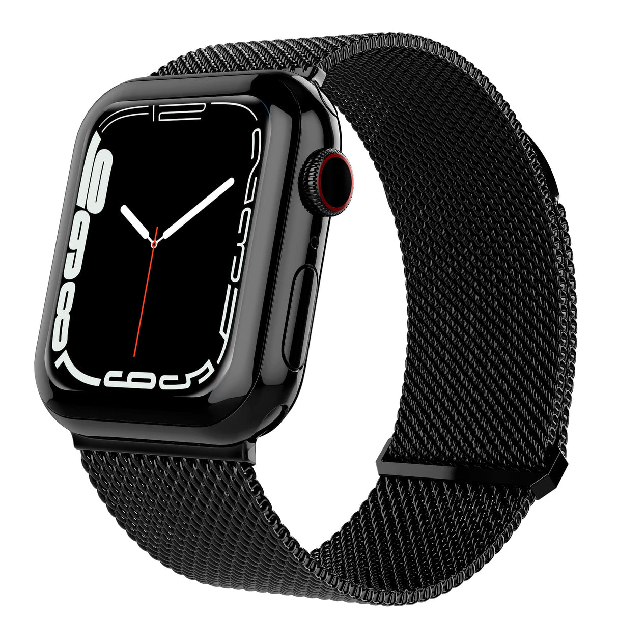 TalkWorks Compatible for Apple Watch Bands 44mm / 42mm for iWatch Series 6, 5, 4, 3, 2, 1, SE - Stainless Steel Mesh Adjustable Magnetic Loop Strap for Women/Men - Black