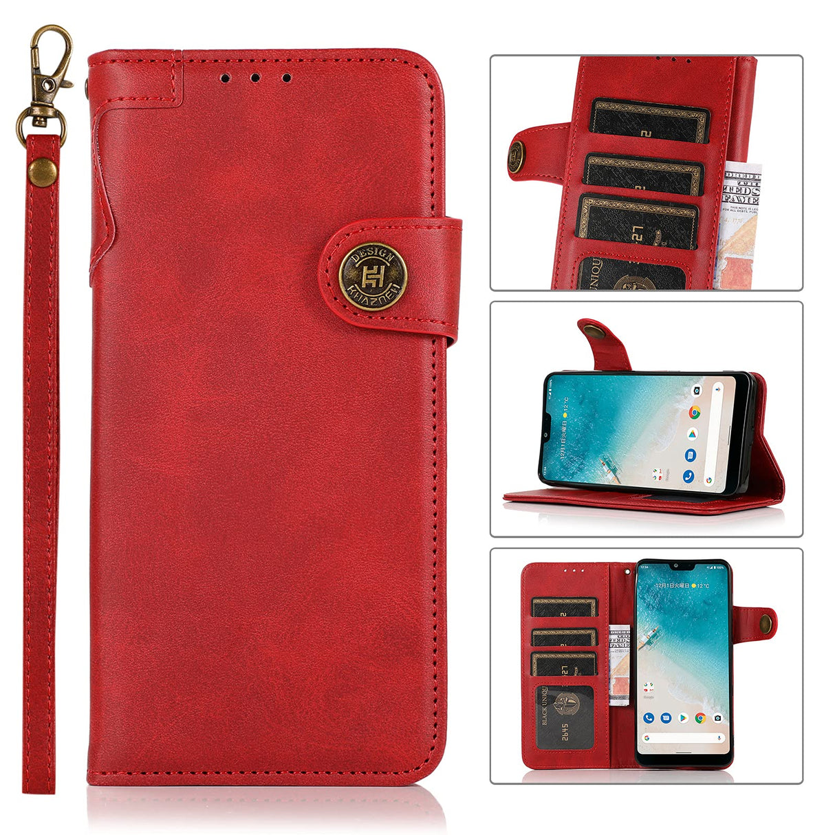 USFY Samsung Galaxy S21 / Galaxy S30 Case, Leather Wallet Case for Vintage Strong Magnetic Closure Flip Folio Case with Card Slot Full Protection Handy Stand Phone Cover - Red