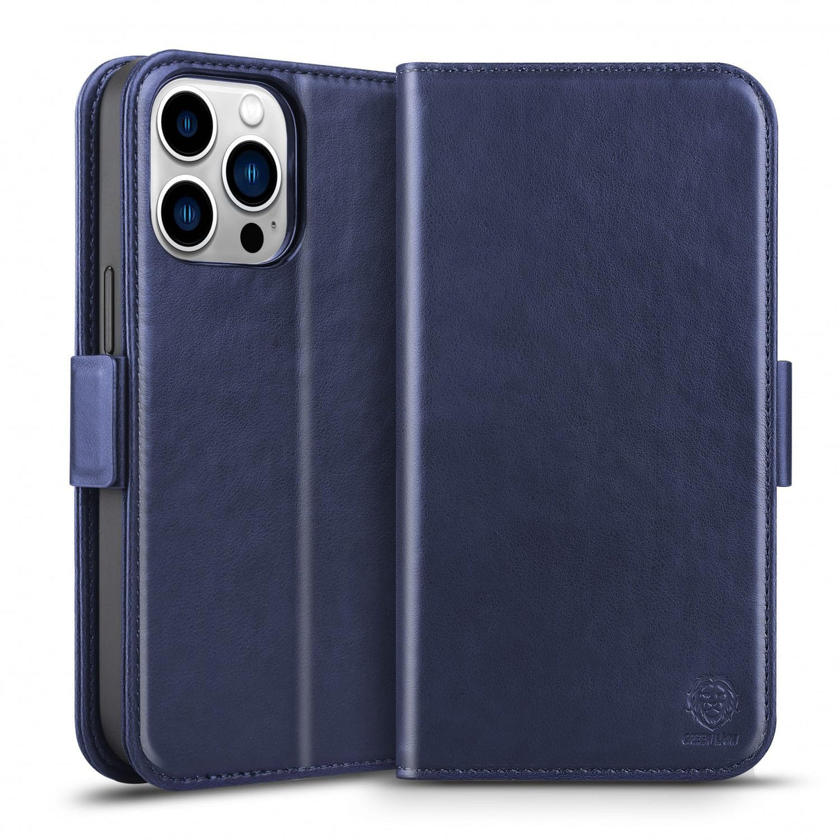 جراب محفظة جلدي ماج سيف 2 في 1 من يوكسينكسين جرين ليون لهاتف آيفون 13 برو (6.1 بوصة) - أزرق