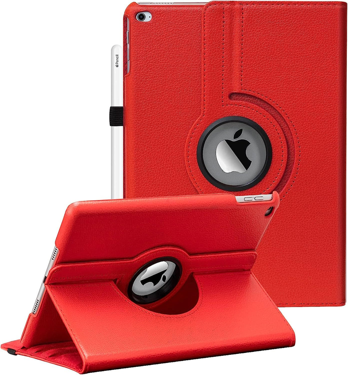 AWH Ipad Case Fit iPad 9.7-2018/2017/iPad Air 2/iPad Air - 360 Degree Rotating Case Cover for iPad 9.7'' (5th Generation, 6th Gen) / iPad Air 2 / iPad Air with Auto Sleep Wake - Red