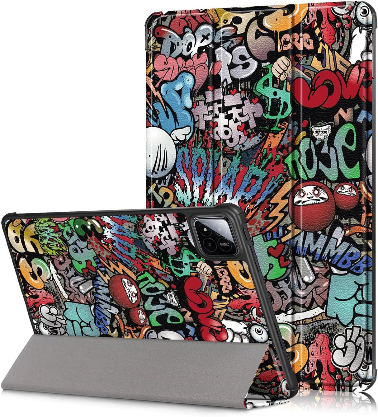 YIMICO For Xiaomi pad 7/7 pro 11.2 inch Case, Ratesell Lightweight Trifold Stand Smart Case Cover with Auto Wake/Sleep (Graffiti, Xiaomi pad 7/7 pro 11.2 inch)