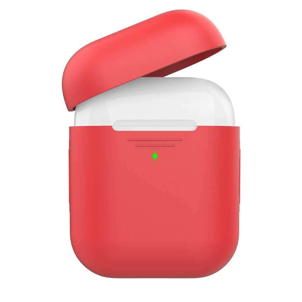 AHASTYLE Premium Silicone Case Compatible for AirPods 1/2 Generation, Scratch Resistant, Drop Dustproof and Absorbing Protective Cover - Red
