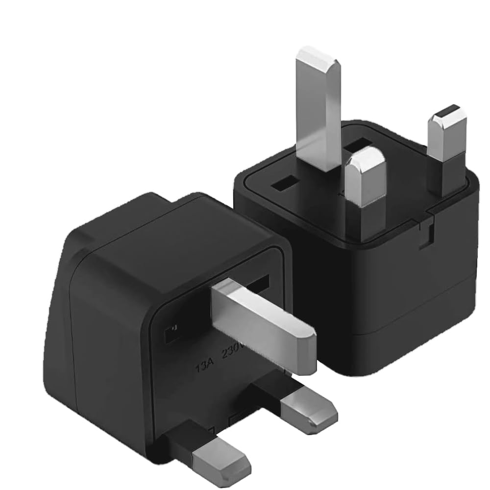 [2-Pack] AU/EU/USA/CANADA/to UAE Plug Adapter, British 3 Pin Plug Converter UK to US, UK Travel Plug Adapter Type G, Universal Socket Grounded International Travel Adapter For Trip (Black)