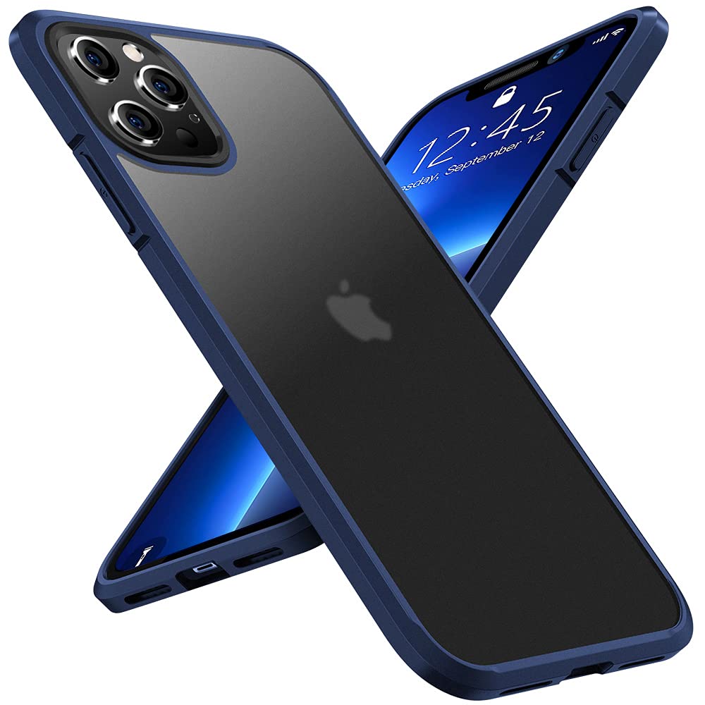جراب X-Level المقاوم للصدمات والمتوافق مع iPhone 13 Pro Max [حماية من السقوط بدرجة عسكرية] غطاء خلفي صلب شفاف مضاد للسقوط من مادة البولي كربونات مع حافة سيليكون ناعمة - أزرق