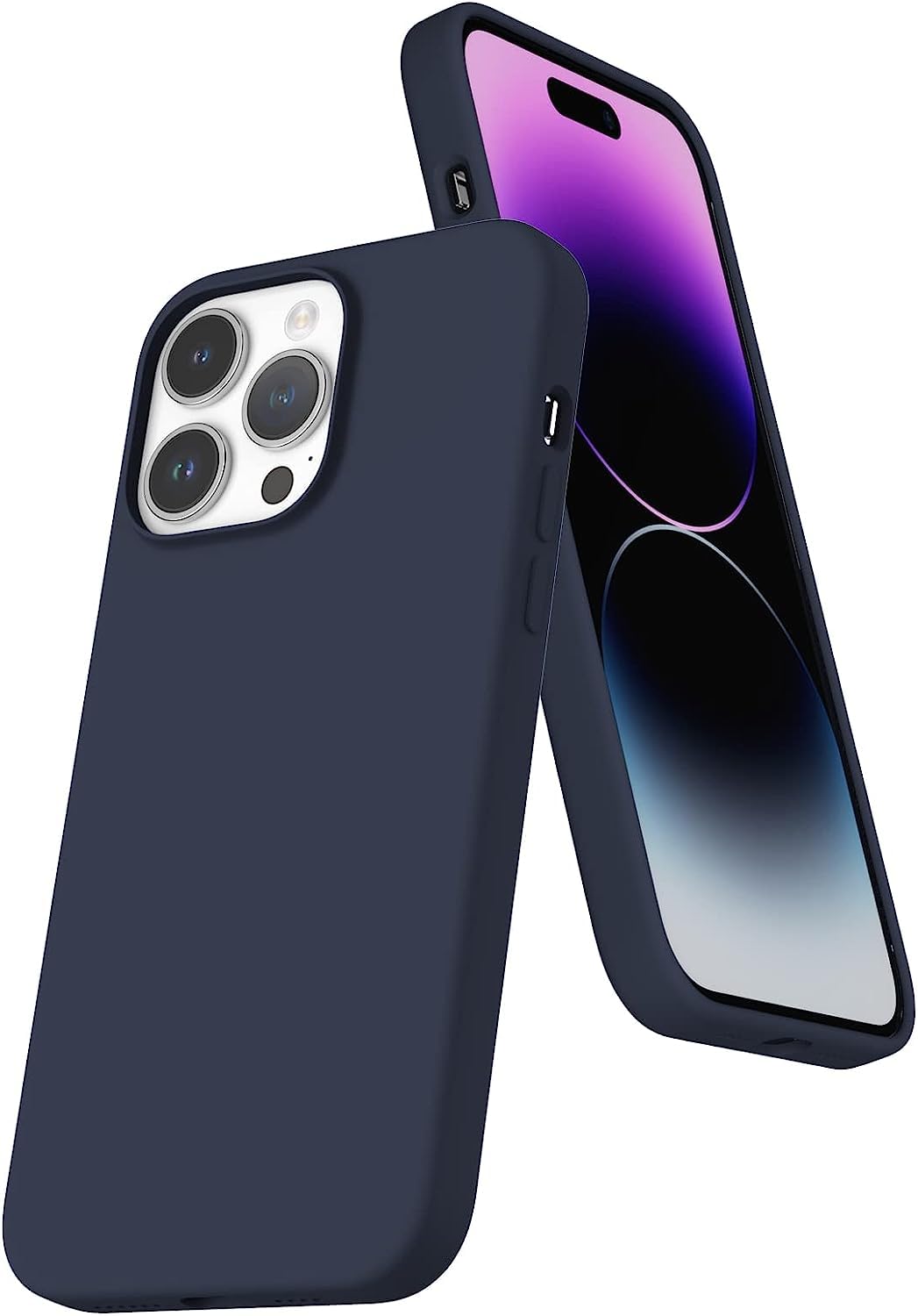 جراب AWH متوافق مع iPhone 14 Pro Max للنساء - حماية من السقوط، مضاد لبصمات الأصابع، مضاد للخدش، مقاوم للصدمات، جراب هاتف سيليكون ناعم الملمس لهاتف iPhone 14 Pro Max 6.7 بوصة (أزرق داكن)