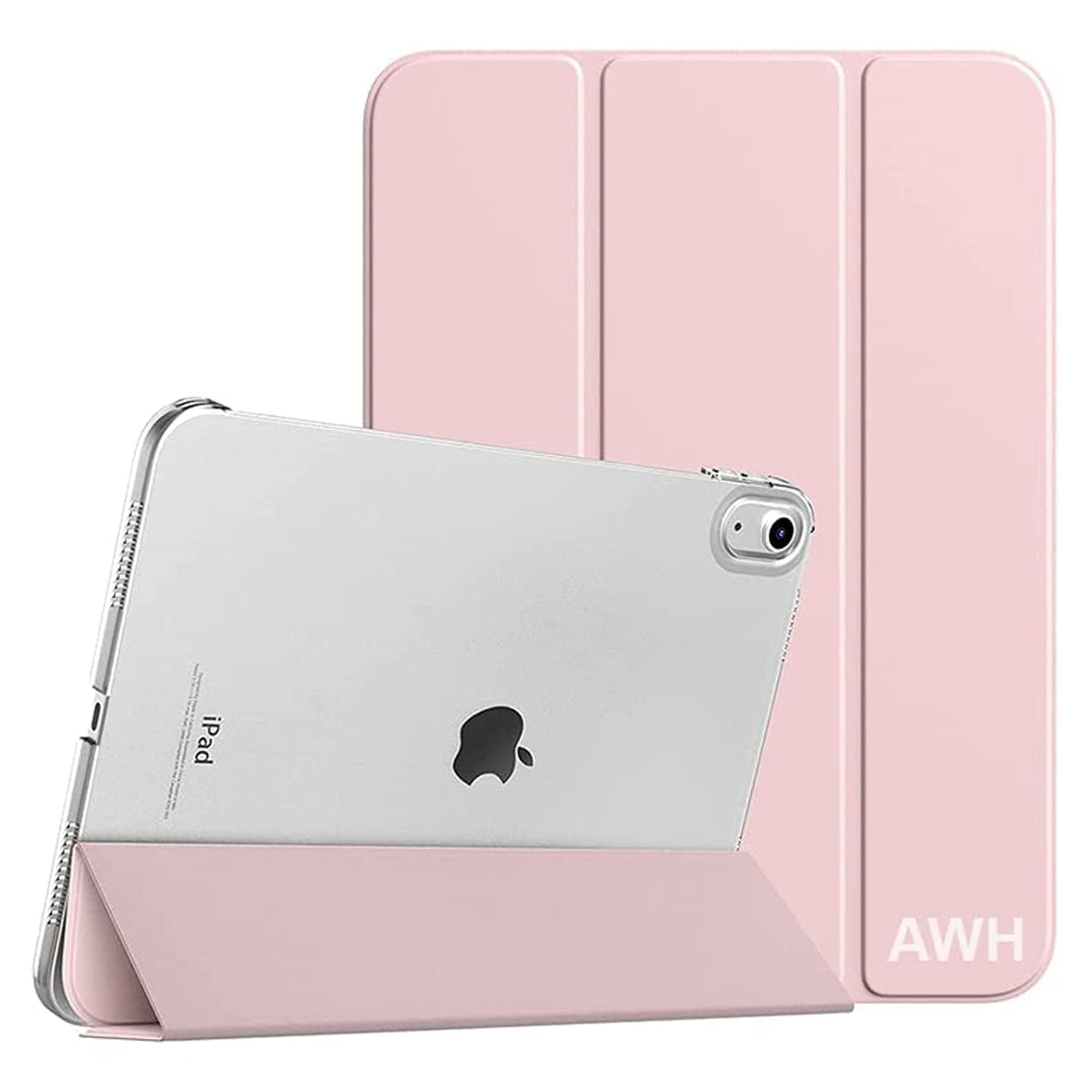 AWH iPad Case for iPad 10th Generation 2022, Slim Stand Cover for iPad 10.9 inch, Auto Wake/Sleep Smart Folio with Hard PC Translucent Back Shell Fit iPad 10 Protective Case, (Light Pink)
