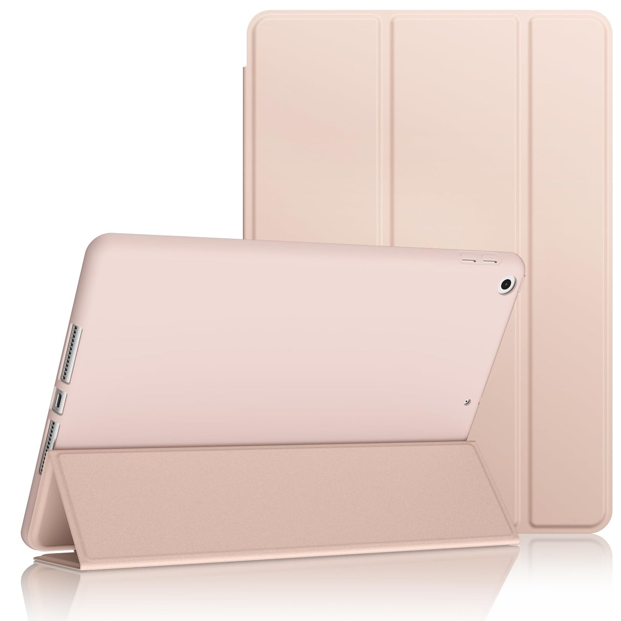 حافظة VANCLE PU لجهاز iPad 9/8/7 (10.2 بوصة، موديل 2021/2020/2019، الجيل التاسع/الثامن/السابع)، حافظة حماية ذكية رفيعة مع ظهر صلب لجهاز iPad 9/8/7 مقاس 10.2 بوصة (وردي فاتح)