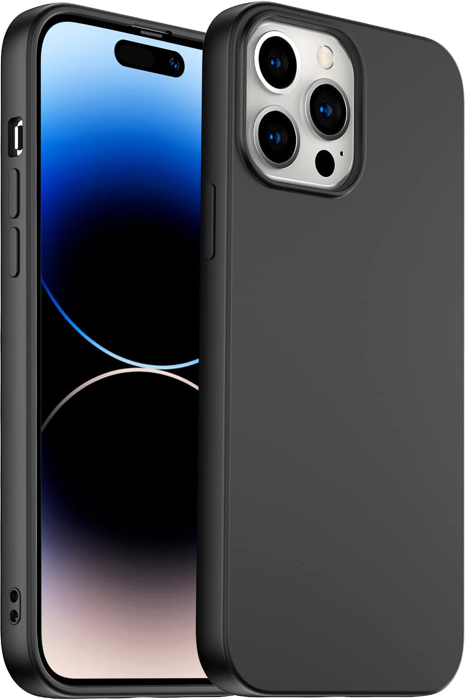 جراب Amytor مصمم لهاتف iPhone 14 Pro Max، جراب هاتف سيليكون فائق النحافة مقاوم للصدمات مع بطانة ناعمة من الألياف الدقيقة المضادة للخدش، [حماية محسنة للكاميرا] 6.7 بوصة (أسود)