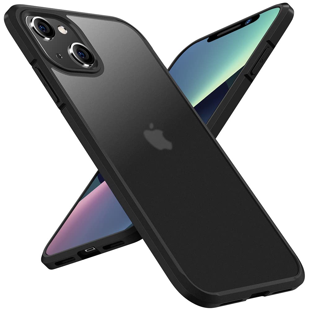 جراب X-Level المقاوم للصدمات والمتوافق مع iPhone 13 [حماية من السقوط بدرجة عسكرية] غطاء خلفي صلب شفاف مضاد للسقوط من مادة البولي كربونات مع حافة سيليكون ناعمة - غطاء رفيع - أسود