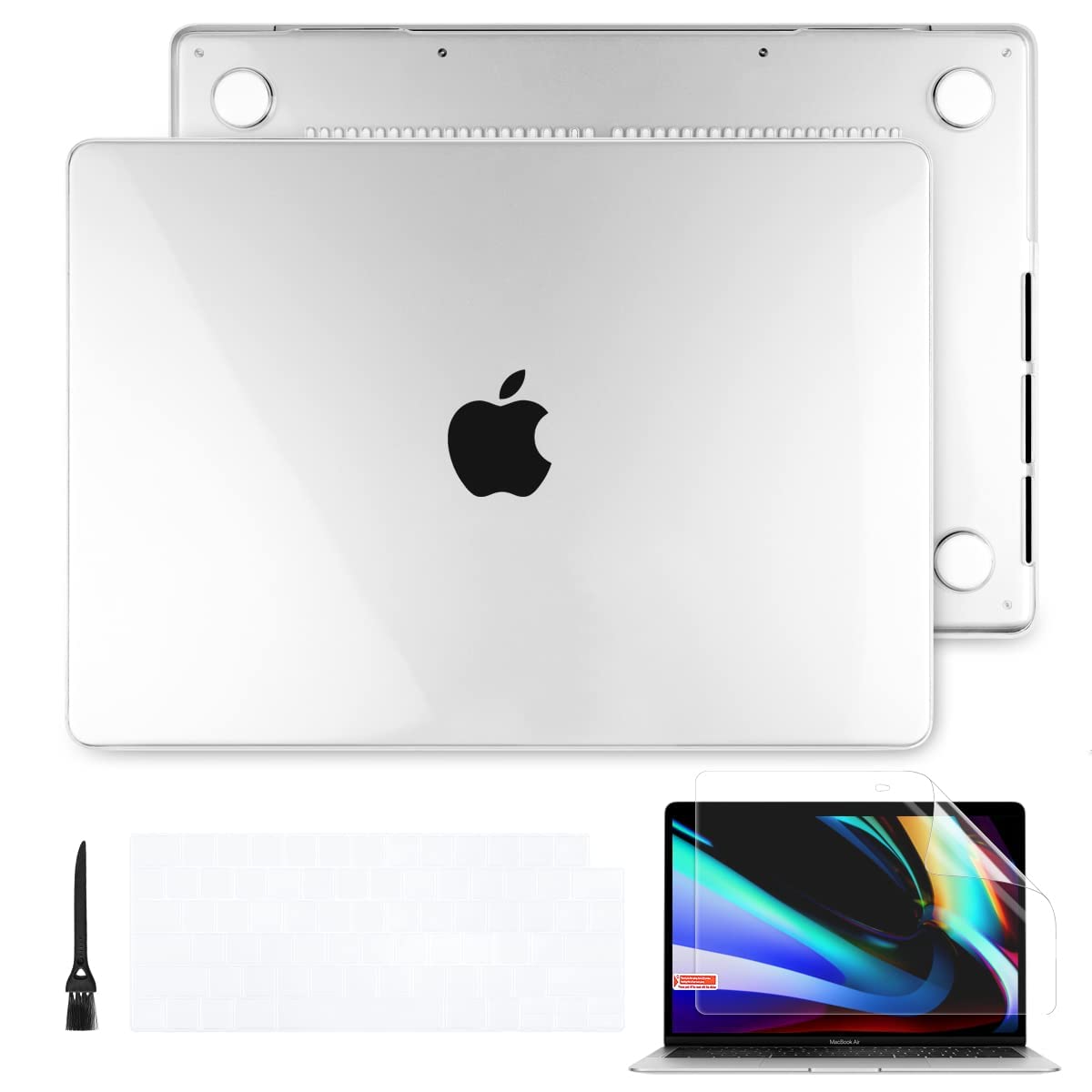 حافظة AWH MacBook Pro مقاس 16 بوصة إصدار 2021 موديل A2485 M1 Pro/Max، غطاء صلب مطاطي غير لامع لجهاز MacBook Pro مقاس 16 بوصة مع غطاء لوحة مفاتيح + واقي شاشة، (شفاف)