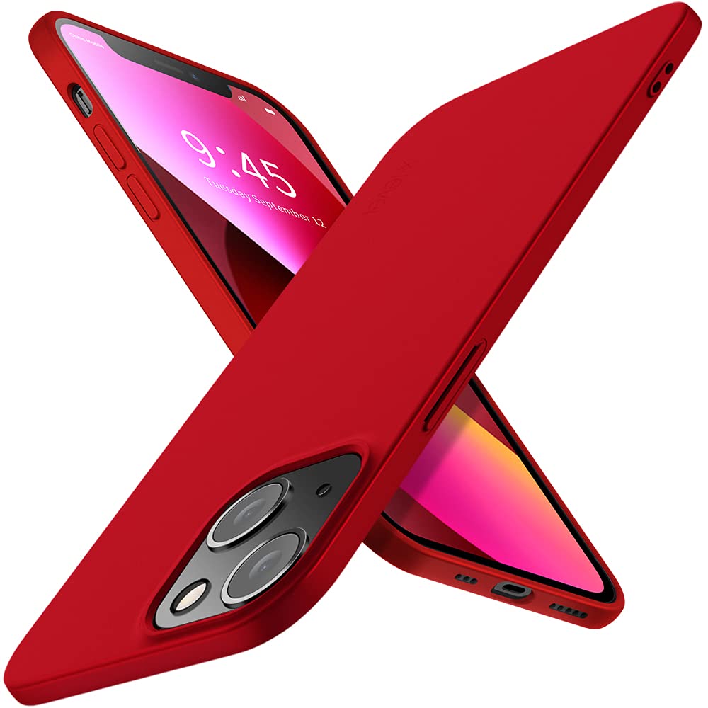 جراب X-Level المتوافق مع iPhone 13 mini رفيع للغاية [سلسلة Guardian] جراب هاتف ناعم من مادة TPU بلمسة نهائية غير لامعة وغطاء خلفي خفيف الوزن لهاتف iPhone 13 mini مع قبضة مريحة (2021) - أحمر