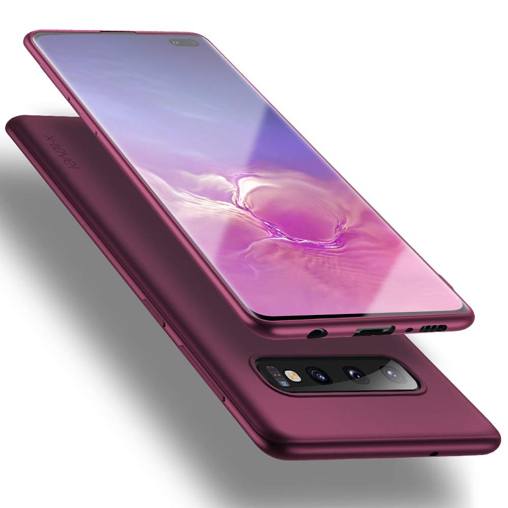 X-level Samsung Galaxy S10 Plus Case, [Guardian Series] Ultra Thin Slim Soft Flexible TPU Bumper Matt Finish Protective Phone Cover Case for - Wine Red