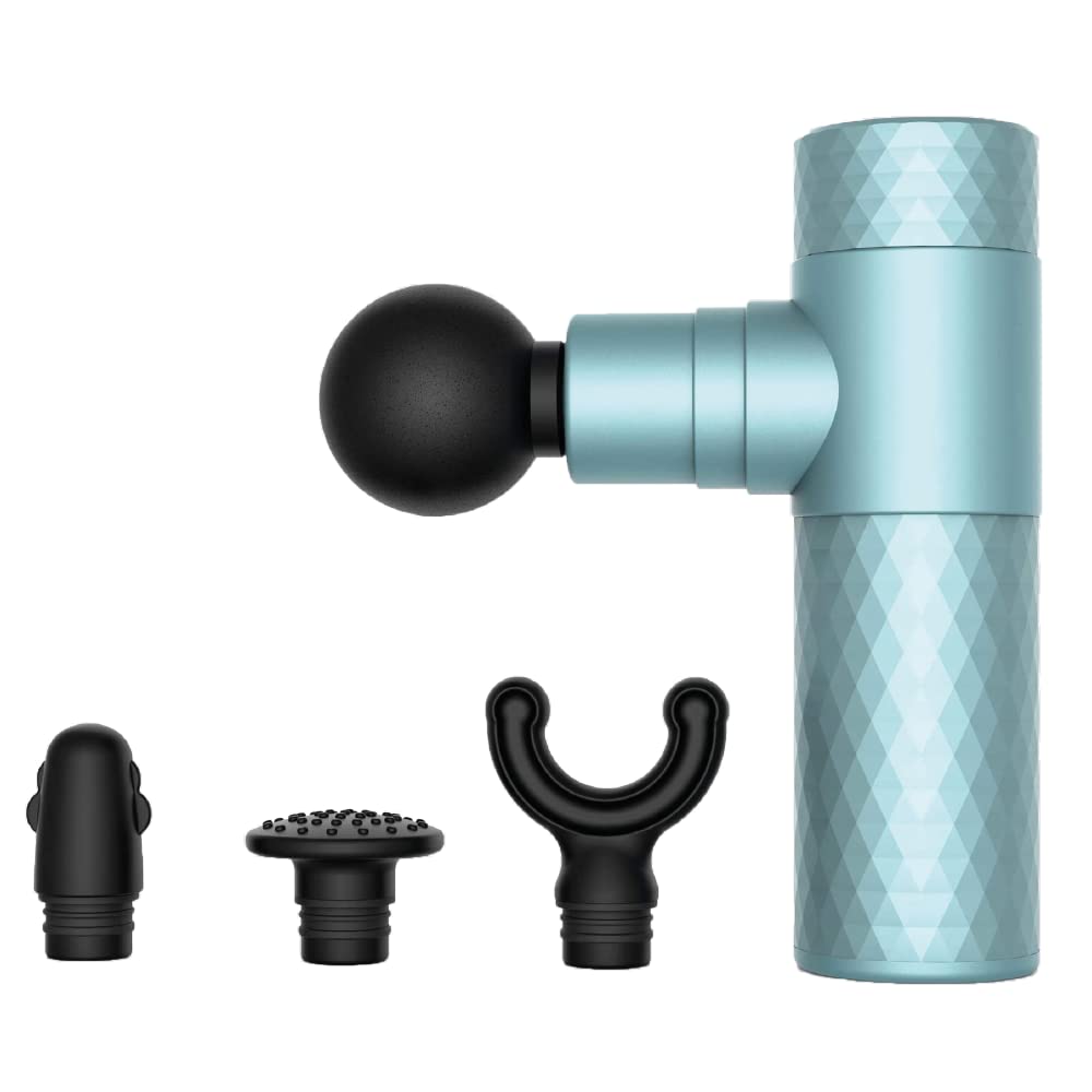 مسدس التدليك المحمول من سويتش، أزرق، جهاز تدليك كهربائي محمول، 4 رؤوس تدليك لتخفيف توتر العضلات، 4 سرعات، خفيف ونحيف...