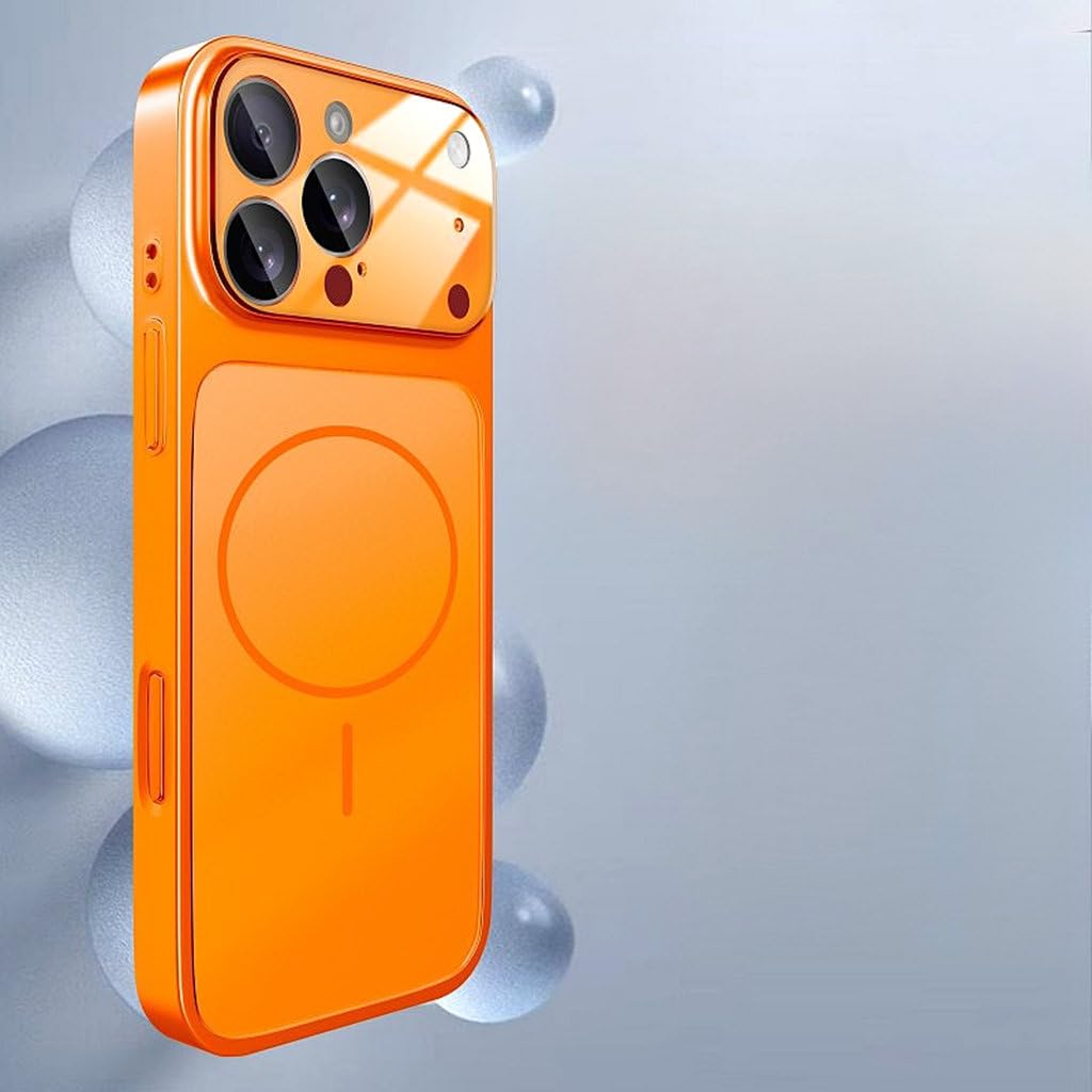 جراب مغناطيسي لهاتف iPhone 15 plus، واقي كامل لعدسة الكاميرا من الزجاج، تصميم نافذة كبيرة (تم ترقيته إلى طراز 17)، يدعم الشحن اللاسلكي، غطاء صلب غير لامع مقاوم للصدمات لهاتف iPhone 15 plus، برتقالي