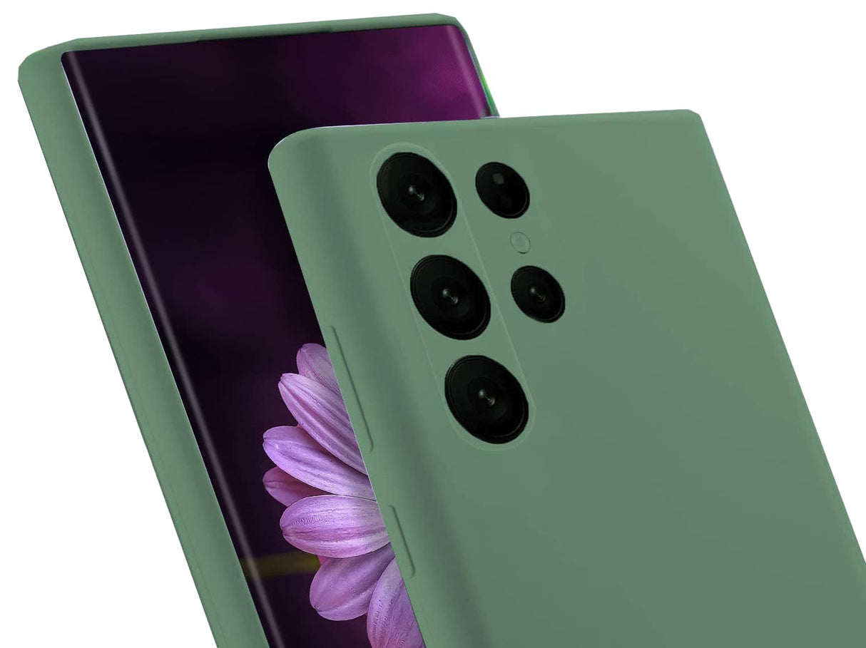 جراب AWH السائل المصنوع من السيليكون لهاتف S23 Plus، جراب Skin Touch S23 Plus المصنوع من مطاط السيليكون مع بطانة ناعمة من الألياف الدقيقة، جراب هاتف لحماية الكاميرا لهاتف Samsung S23 Plus (غير أصلي) (S23 Plus، أخضر)