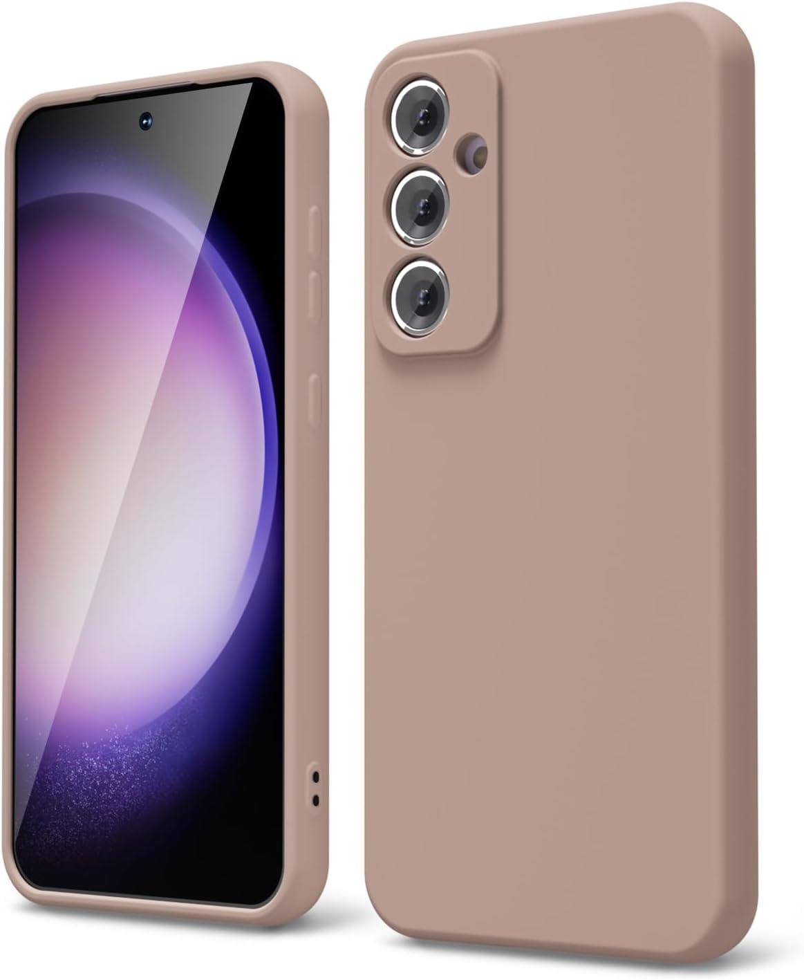 AWH S23 FE Phone Case Liquid Silicone - Thin Slim Soft Rubber TPU Plain Smooth Gel Cover Matte Solid Protective & Shockproof (Brown)