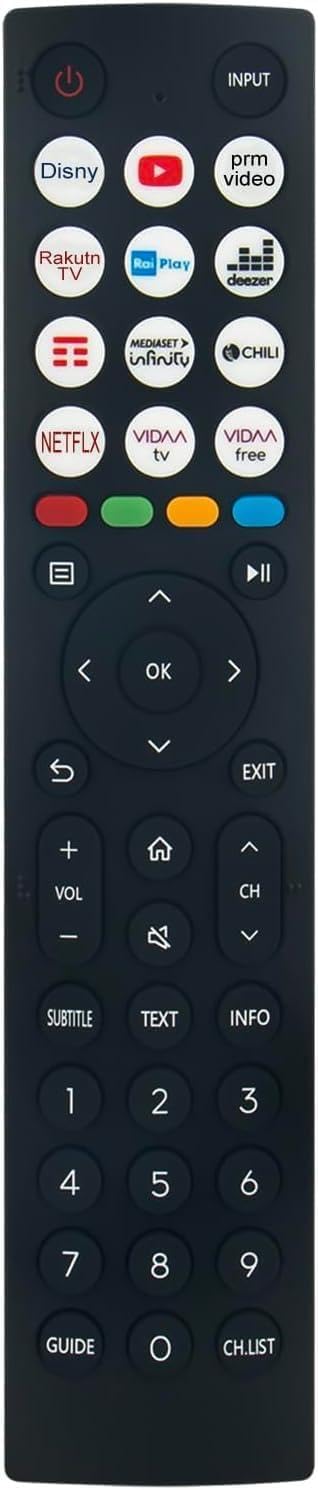 جهاز تحكم عن بعد بديل عالمي BURAQ EN2Q36H - متوافق مع أجهزة تلفزيون Hisense VIDAA 4K HDTV، وFHD، وQLED، وLCD، وLED الذكية - الطرازات 32A4K، و32A5KQ، و40A4K، والمزيد