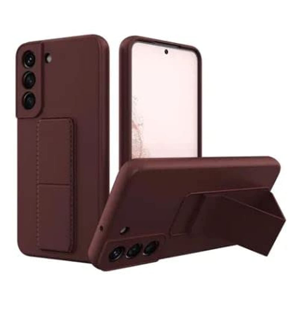 جراب وغطاء خلفي 3 في 1 لهاتف سامسونج جالاكسي S22 بلس من يو ويل مع حامل مغناطيسي ومقبض يد (بني)