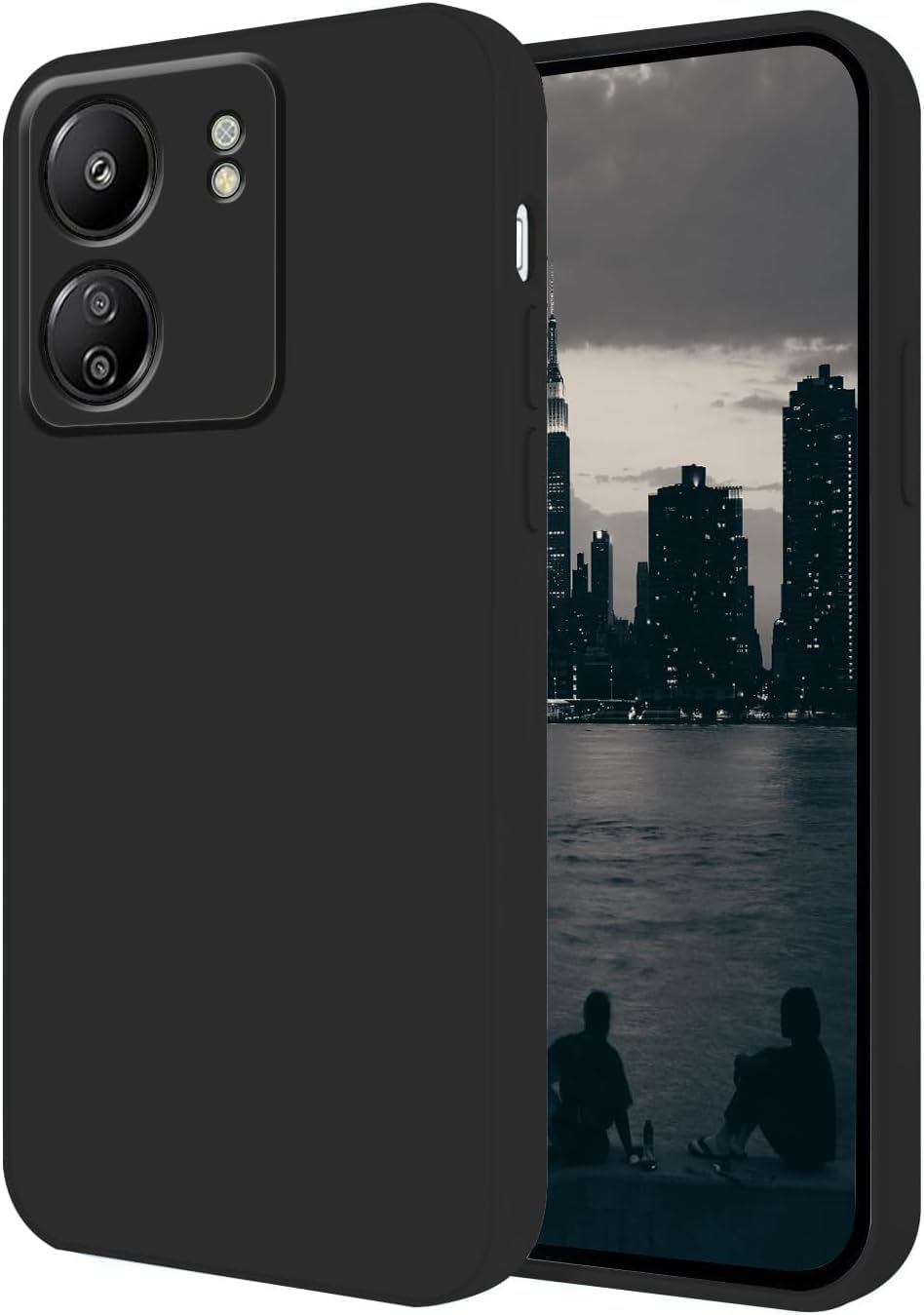 جراب AWH متوافق مع Redmi 13C مقاوم للصدمات - جراب هاتف Xiaomi Redmi 13C فائق النحافة من السيليكون السائل واقٍ ناعم مضاد للخدش مع جراب حماية كامل للجسم (أسود)