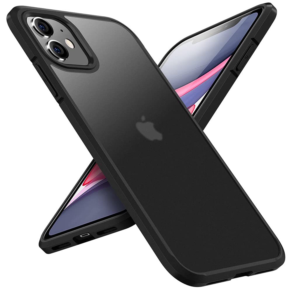 X-Level iPhone 11 Case Shockproof [Military Grade Drop Protection] Frosted Translucent Anti-Drop Hard PC Back with Soft Silicone Edge Slim Thin Protective-Black