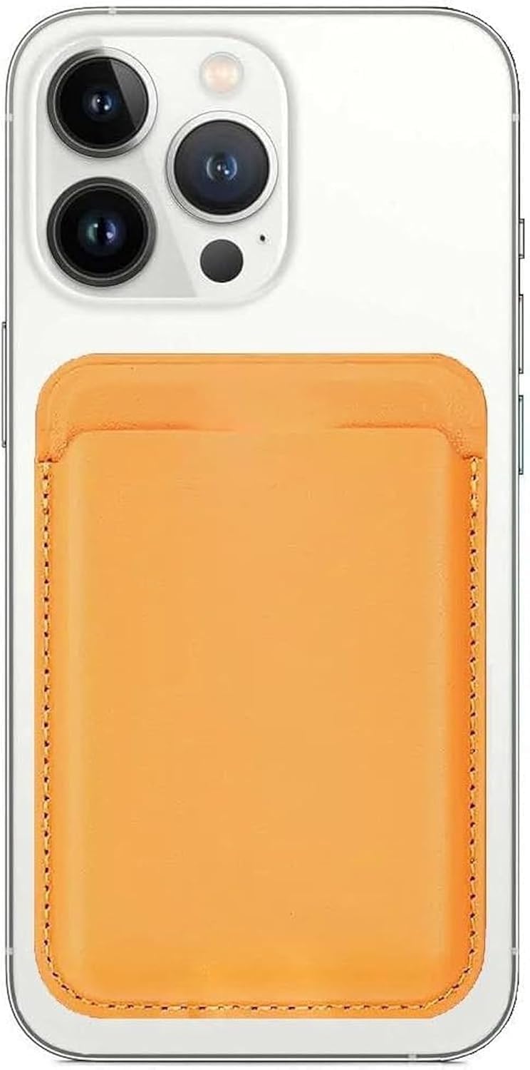 حامل بطاقات مغناطيسي من AWH - حافظة جلدية بمحفظة لهاتف iPhone 14 Pro Max/Plus/Pro، iPhone 13 Pro Max/Pro/13/13 Mini، iPhone 12 Max/12 Pro/12 Mini - تخزين أنيق للبطاقات مع إغلاق مغناطيسي - أصفر